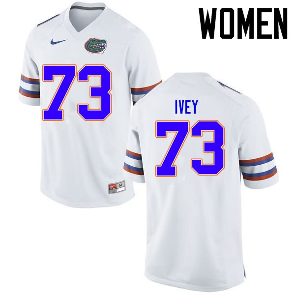 Women's NCAA Florida Gators Martez Ivey #73 Stitched Authentic Nike White College Football Jersey YTU7065PG